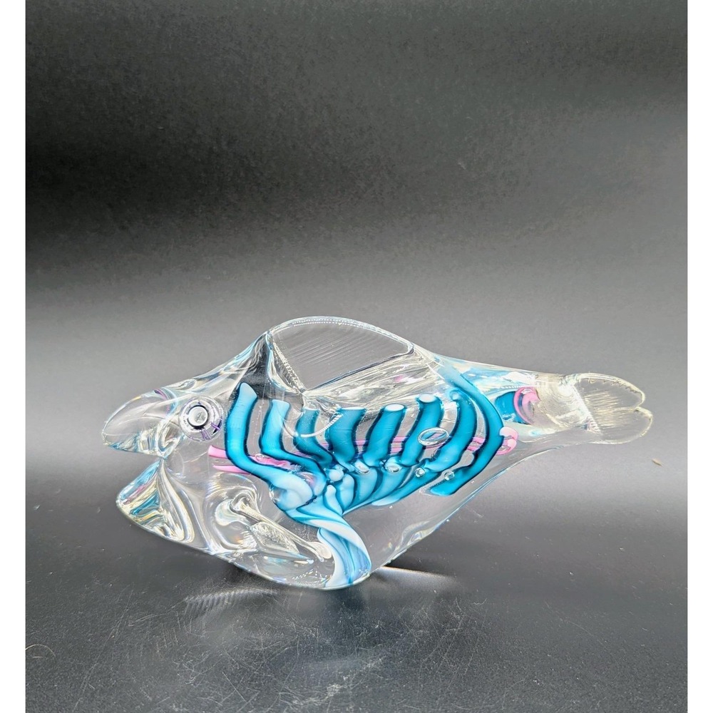 Vintage Schmidt Rhae Art Glass Milifiore Fish Sculpture Figurine 7" Signed